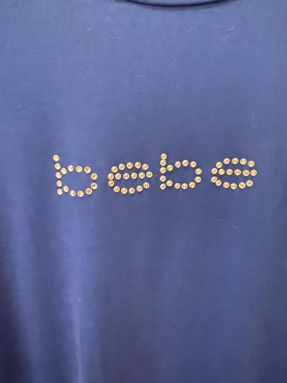 bebe Royal Blue Rhinestone Logo Sporty Mesh-Sleeve Dress - Picture 2 of 5